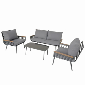 Conjunto de Muebles de Jardín Modernos para Exteriores, Resistentes a la Intemperie, de 4 Piezas, con Sofá Seccional de Aluminio y Mesa de Centro - Product Image 5