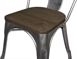 <span class=keywords><strong>Silla</strong></span> de comedor de hierro <span class=keywords><strong>Tolix</strong></span> de Metal para restaurante apilable al aire libre de jardín Vintage de estilo Industrial con asiento de <span class=keywords><strong>madera</strong></span> - Product Image 4