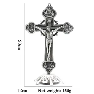 Crocifisso cattolico al dettaglio ornamenti artigianali in metallo Vintage per la casa ufficio decorativi decorativi a croce incisi all'ingrosso - Product Image 4