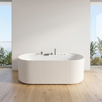 Baignoire autoportante moderne en acrylique avec drain, blanche