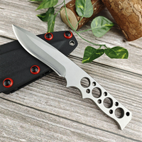 Couteau de chasse à lame fixe en acier D2 avec manche intégral, pour le camping, la défense personnelle et l'EDC, avec étui Kydex