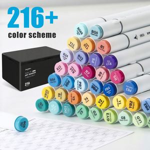 ชุดปากกามาร์คเกอร์แบบสองหัว สำหรับศิลปินมืออาชีพ ใช้สีน้ำมัน 216 สี สำหรับวาดภาพ ระบายสี และสเก็ตช์ เหมาะสำหรับนักเรียน - Product Image 2