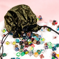 Sac à dés vert olive imprimé avec logo, fermeture à cordon, pour 3-4 jeux de dés, pochette à dés en velours multi-poches