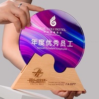 Trofeo de Cristal K9 Transparente con Grabado Láser Ecológico e Impresión a Color, Personalizado con Base de Madera, para Deportes, Negocios y Oficina, Venta al Por Mayor