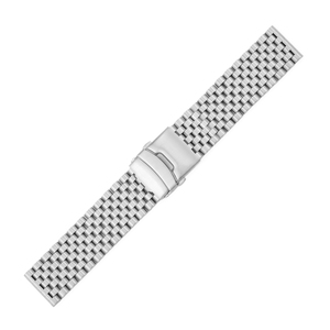 Bracelet de montre en acier inoxydable avec fermoir déployant, extrémités courbées, maillons solides, sangle réglable pour hommes et femmes - Product Image 3