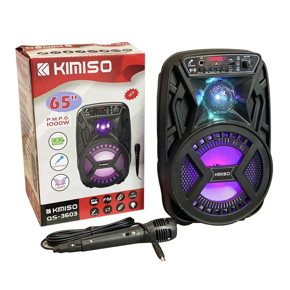 Alto-falantes sem fio QS-3603 eua, 6.5 polegadas música com luz led