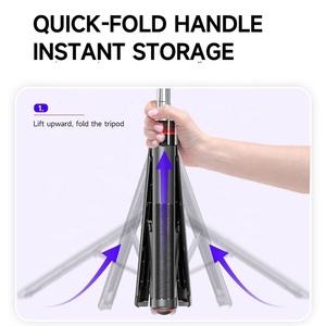54inch Auto Open Quick Fold F05 Mobile Phone Selfie Stick Monopod <b>Tripod</b> Stand with 1/4 Screw for DJI OSMO INSTA360 Camera - Product Image 3