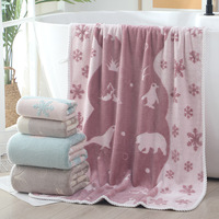 Serviette de bain en molleton corail absorbant l'eau série animaux marins