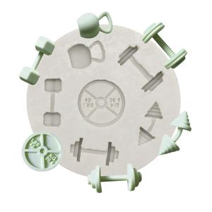 <span class=keywords><strong>Moule</strong></span> en silicone DIY pour décoration de gâteaux et fondants, motif rond 3D de 6 équipements sportifs classiques (haltères, disques, poids à lancer) - Product Image 6