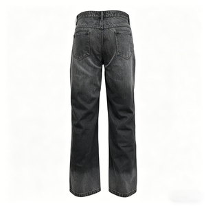Jeans droits tendance personnalisés, effet délavé, imprimé graphique, streetwear, pantalon en coton pour homme - Product Image 2