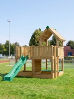 Grand ensemble de jeux d'extérieur en bois pour enfants, maison de jeu en bois avec toboggan et balançoire pour jardin et école maternelle