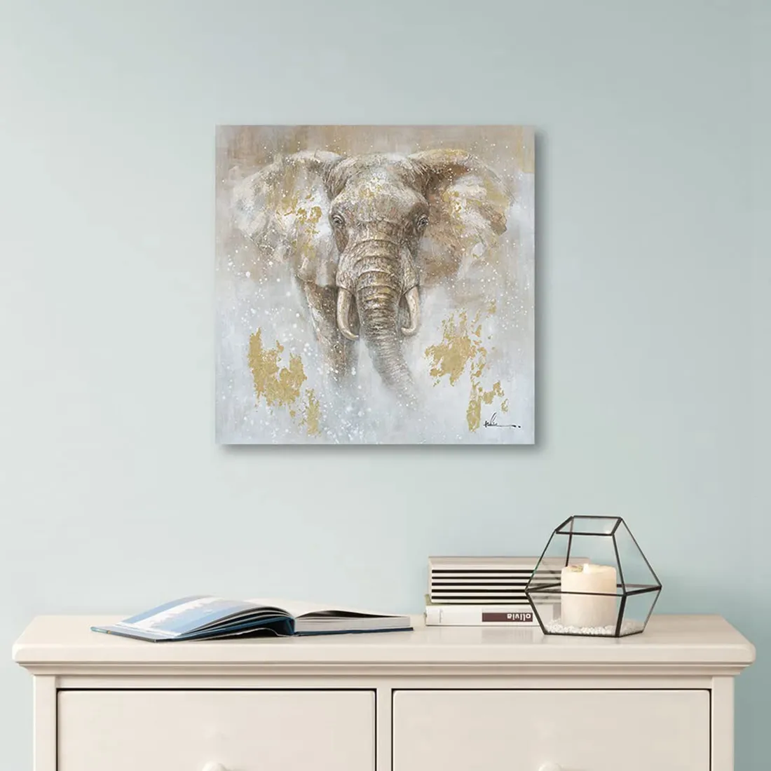 African Wall Decor Painting Elephant Canvas Wall Art for Bathroom Bedroom Living Room Office Home Decor