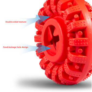 Jouet à mâcher pour <span class=keywords><strong>chien</strong></span> en caoutchouc naturel durable en forme de pneu, distributeur de friandises, nettoyeur de dents pour mâcheurs agressifs, soulagement de l'anxiété - Product Image 4