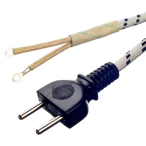 Orta doğu 2 Pin Prong ab kablo güç besleme kablosu 2pin H03vv-300 H03rt-f 2x0.75mm kablo ev aletleri beyaz Iec C7 90 derece