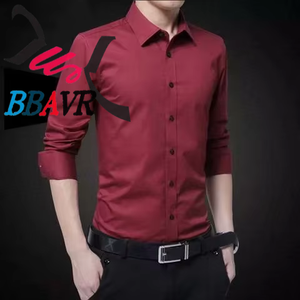 เสื้อเชิ้ตผู้ชายสีพื้น แขนยาว สไตล์เกาหลี ทรงเข้ารูป สำหรับฤดูใบไม้ร่วง เหมาะสำหรับใส่ทำงาน ธุรกิจ ให้ลุคหล่อ เท่ห์ ดูเป็นมืออาชีพ - Product Image 5