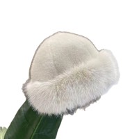 Chapeau Bob en Fausse Fourrure de Lapin Rex de Haute Qualité pour Femme, Chaud et Doux pour l'Hiver, avec Bord Roulé, en Peluche Épaisse et Moelleuse