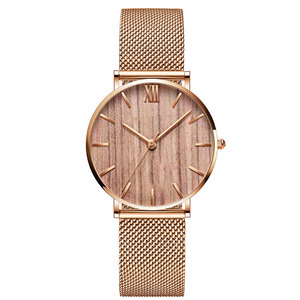 Classique décontracté bois visage cadran or rose bracelet mince montres femmes son et <span class=keywords><strong>sa</strong></span> montre reloj logo pointe personnaliser - Product Image 5