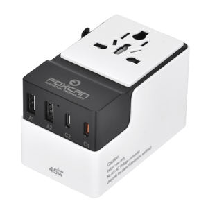 Foxcan PD 45W adaptateur de prises ca prise de voyage universelle 2 USB 3 Type <span class=keywords><strong>C</strong></span> pour le monde entier pour ordinateur portable caméra écouteur QC3.0 fonction - Product Image 4