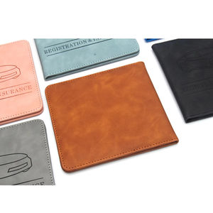 Registro de <span class=keywords><strong>coche</strong></span>, licencia de conducir y titular de la tarjeta de seguro, guantera de cuero para vehículo, documentos de automóvil, organizador de documentos - Product Image 3