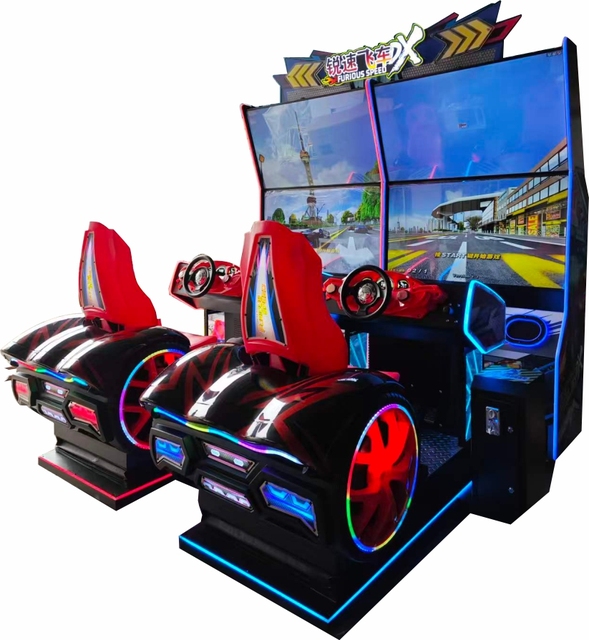 RuiSu Racing 4 Screen Racing Simulator Steering Wheel Coin Operated Arcade Game Machine 1 Year Warranty US Plug
