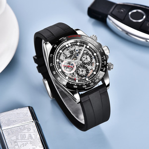 Berjani Men's <b>Automatic</b> Mechanical Watch Skeleton Movement Stainless Steel 12mm 100m Waterproof Folding Clasp PD-1653 - Product Image 3