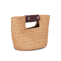 Sac fourre-tout mini en raphia tressé fait main, sac à bandoulière de luxe en paille tissée pour femme avec sangle en cuir, grande capacité, idéal pour l'été et la plage