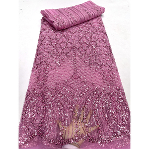 Nuovo Tessuto in Pizzo con Perline CHOCOO, 5 Iarde, Pizzo <span class=keywords><strong>da</strong></span> <span class=keywords><strong>Sposa</strong></span> all'Ingrosso, Perline e Paillettes, Ricami in Pizzo per Abbigliamento Femminile - Product Image 3