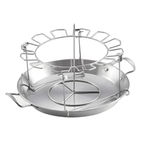 Estante para patas de pollo de acero inoxidable de alta resistencia con bandeja de goteo para ahumador de barbacoa y soporte para asar al horno para alas de baquetas