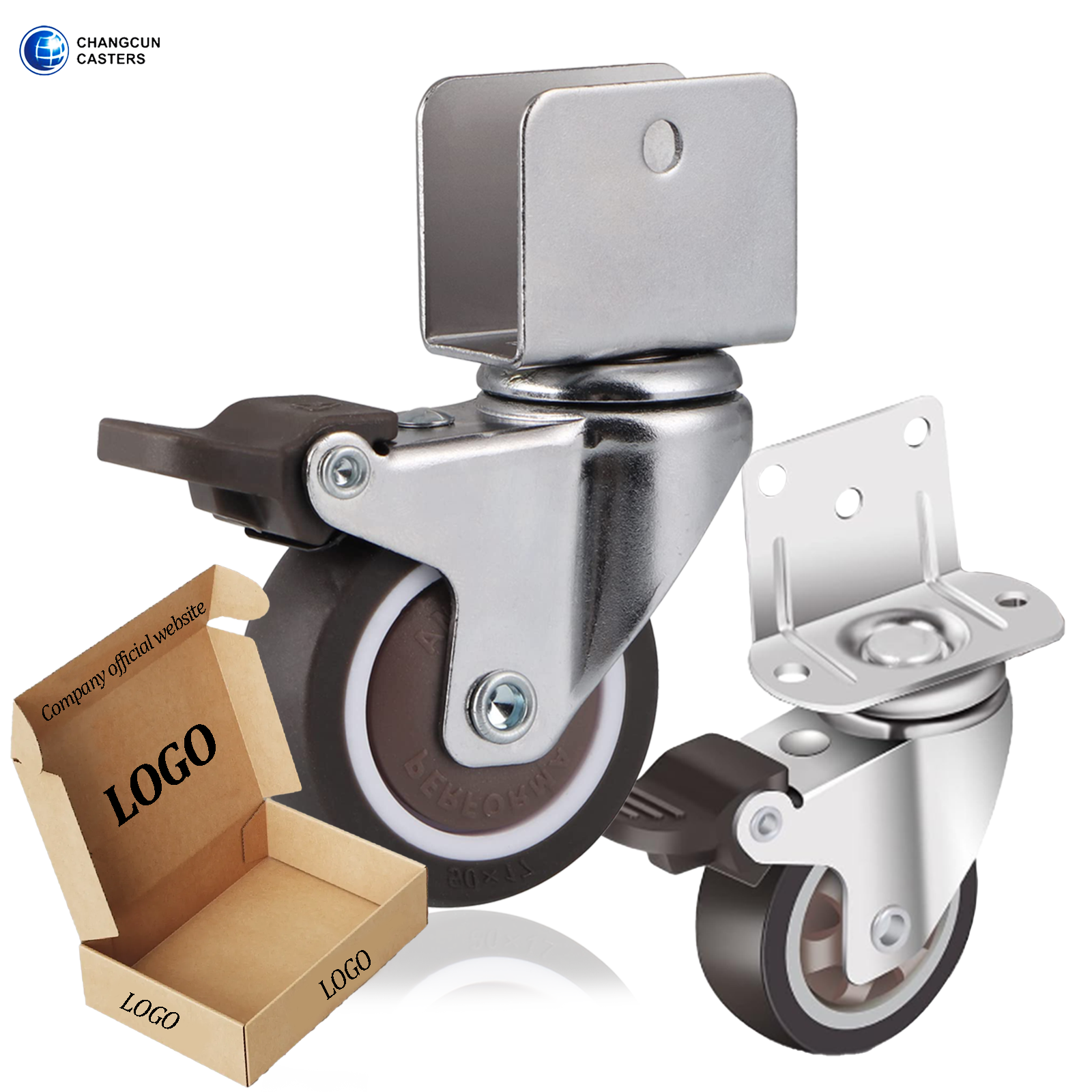 2inch L-Shaped Caster Wheels, Side Mount Casters Set Of 8, Heavy Duty Casters With Brake, Double Bearing Locking Polyurethane(PU) Wheels For Baby Beds/Cabinets/Furniture(8 Pack In Dubai - UAE | Plate Casters - View #9