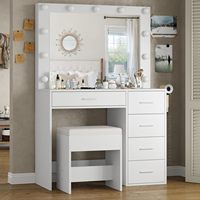 Top ventes, coiffeuse en bois au design moderne, ensemble coiffeuse avec miroir éclairé pour chambre à coucher, hôtel et salon