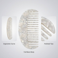 Peigne à cheveux en acétate de couleur perle, design tendance, forme de lune, têtes lisses et rondes, brosse en cellulose