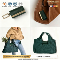Bolsa de tela portátil plegable de nailon para llavero con cierre de gancho y bucle, gran capacidad, ecológica, reciclable, para compras diarias