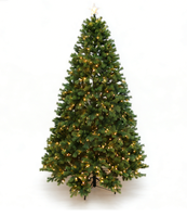 Sapin de Noël Artificiel Épais et Dense, Type Épicéa/Abriolac, avec Lumières LED Multicolores, Ignifuge, Qualité Supérieure, pour Usage Intérieur, Tailles 5-8 pieds