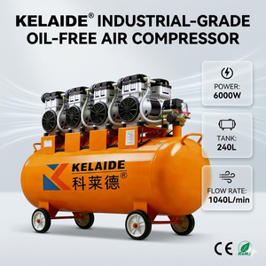 Compresseur d'air industriel KELAIDE 1040L/min, à piston, 6000W, sans huile, débit de 240L, réservoir fixe - Product Image 1