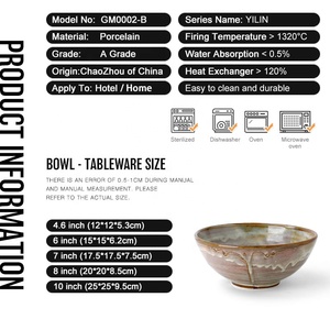 Cuenco de cerámica para restaurante y Hotel, porcelana esmaltada reactiva de estilo japonés único, para Pasta, sopa, <span class=keywords><strong>Ramen</strong></span>, Udon, fideos, venta al por mayor - Product Image 6