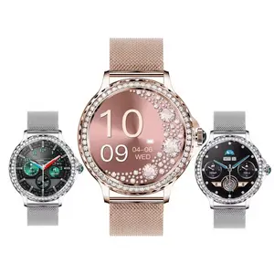 NX19 jam tangan pintar wanita modis 2023 1.3 "layar IPS BT panggilan IP68 silikon olahraga + tali ganda baja milan 200mAh