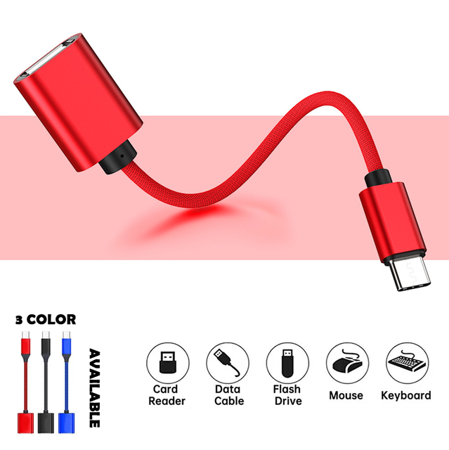 Type-C USB 2.0 OTG Adapter Cable Pure Copper Conductor for MacBook Pro/ Mobile Phones/Laptops-Fast Charging Data Transfer
