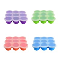 9 Pods 100% Moule à glaçons pliable en silicone sans Bpa pour le stockage des aliments pour congélateur avec 9 plateaux de congélation pour aliments pour bébés avec couvercles