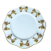 Assiettes de présentation en or blanc avec bordure, décorées de nœuds en résine, pour centre de table de mariage ou banquet