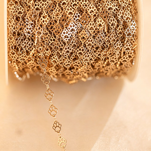 Catena in Acciaio Inox Placcata Oro 18K con Ciondolo a Forma di Zampa di Cane o Gatto per Creazione di Accessori Fai-da-Te - Product Image 4