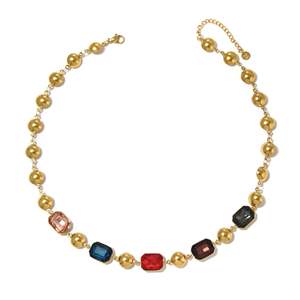 Collier de mode perlé en acier inoxydable 316L plaqué or PVD, durable et résistant, avec design multicolore en pierres précieuses - Product Image 1