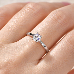 Anillos de Moissanita con Corte Redondo, Color D, VVS1, Certificado GRA, 0.55 ct, Solitario, Cobre, Chapado en Oro de 14K, Joyería para Uso Diario de Mujer - Product Image 5