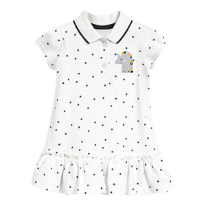 Vestito Polo Bianco per Bambine in 100% Cotone, Abito Polo a Maniche Corte per Bambini - Product Image 1