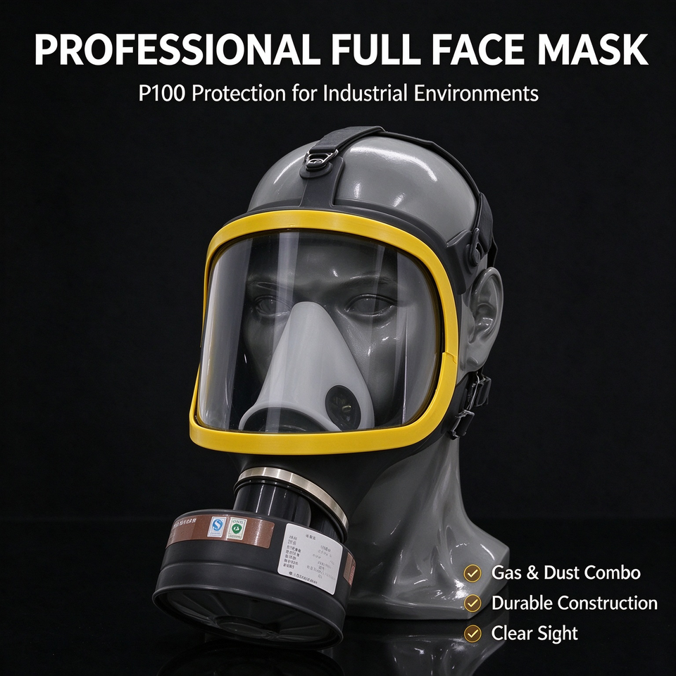 Full Face Gas Mask Respirator with P100 Filters for Welding Painting ...