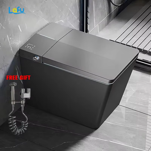 2026 New Luxury Tankless Electric Bidet Heated Floor Mounted Square Matte Black Ceramic Intelligent Smart Toilets