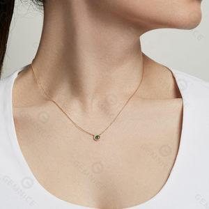 Gemnel Serling Silber 14 Karat vergoldet Zirkon Korund benutzer definierte Rubin Smaragd Saphir Münze Halskette für Frauen - Product Image 2