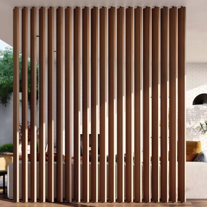 Separador de ambientes moderno con paneles de listones de <span class=keywords><strong>madera</strong></span>, tubo cuadrado con acabado de <span class=keywords><strong>madera</strong></span>, <span class=keywords><strong>divisor</strong></span> de habitaciones giratorio 360° - Product Image 3