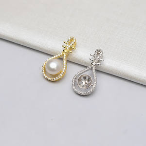 Componente de Joyería Semiterminado, Soporte Vacío para Colgante Estilo Pipa de Plata S925 con Perla de 9-10 mm, Accesorio DIY para Mujer 632 - Product Image 1