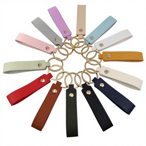 Customizable Leather Keychain Full Color Logo Printing Metal Alloy Ring Cheap PU Leather Keychain
