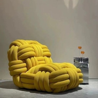 Seilknoten-Sofa Massivholz Unabhängige Federfüllung Abnehmbarer Waschbarer Bezug Nordeuropäisches Design Einsitzer Leichtes Wohnzimmer